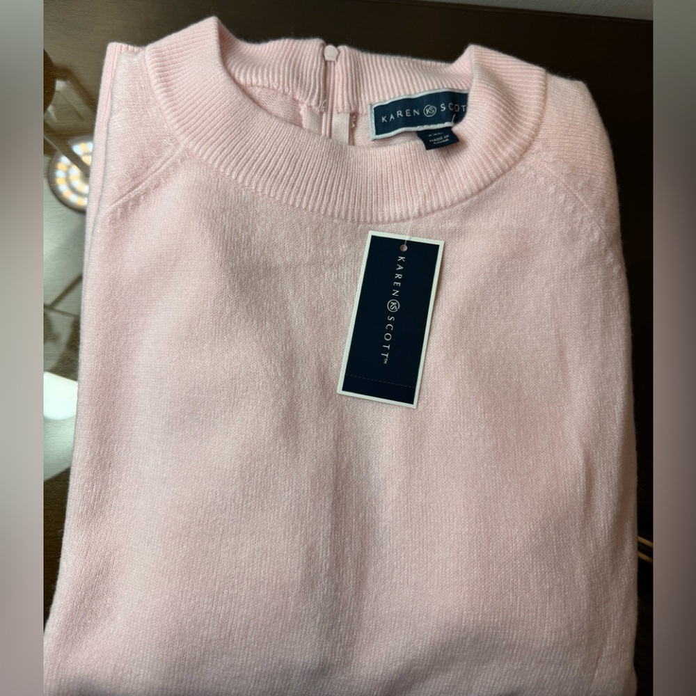Karen Scott Mock Neck Zip-Back Sweater